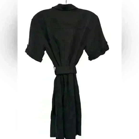 Los Angeles Atelier & Other Stories Black Button Down Dress Tie Wast Size 4 - Picture 2 of 7